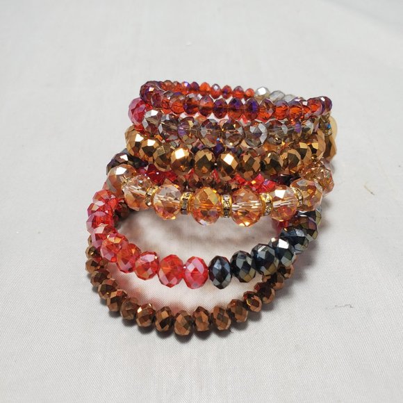 Ali Khan red gold glass bead 6 row coil bracelet - Picture 3 of 4